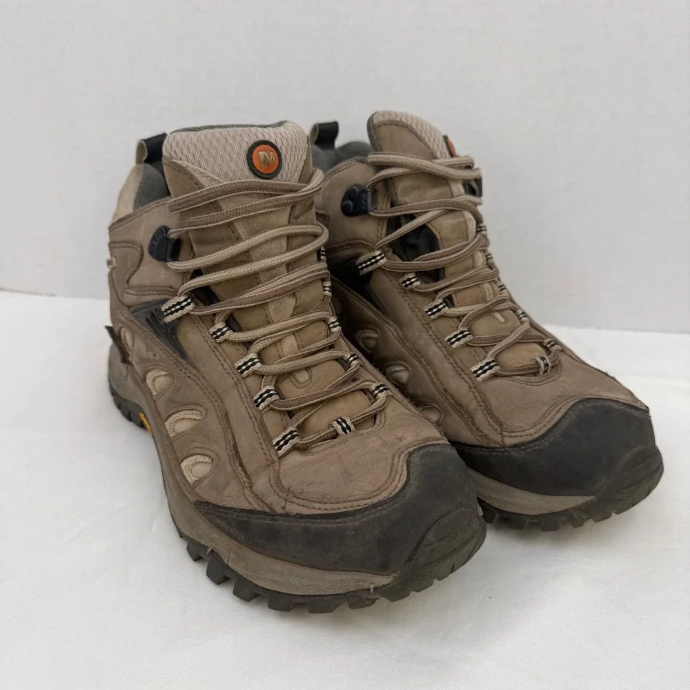 Merrell Radius Mid Waterproof Hiking Boots Walnut Vibram Womens 8.5